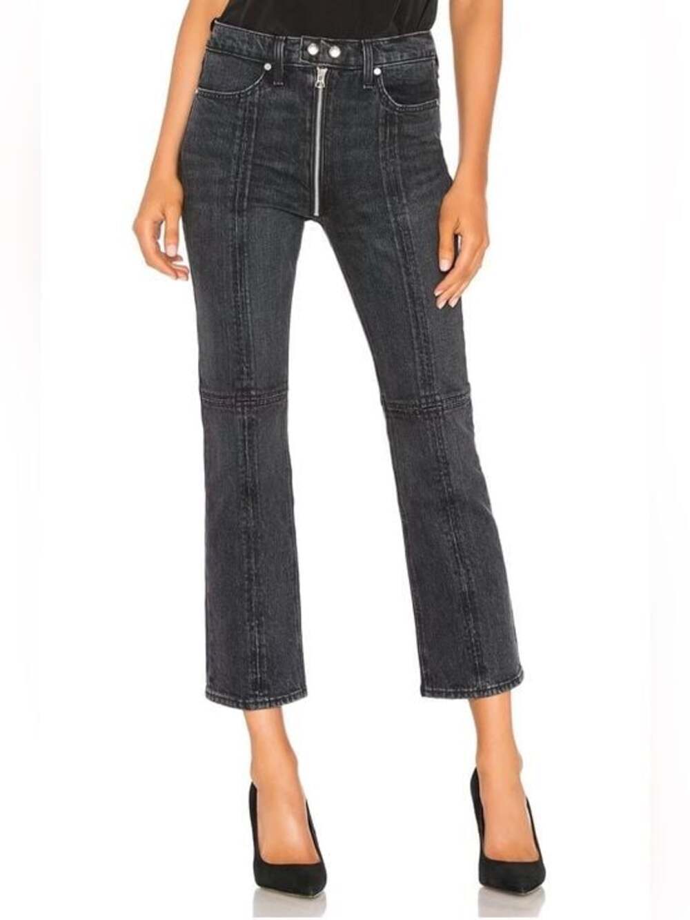 rag & bone Washed Black Cropped Straight Jeans Size 28 - 0008